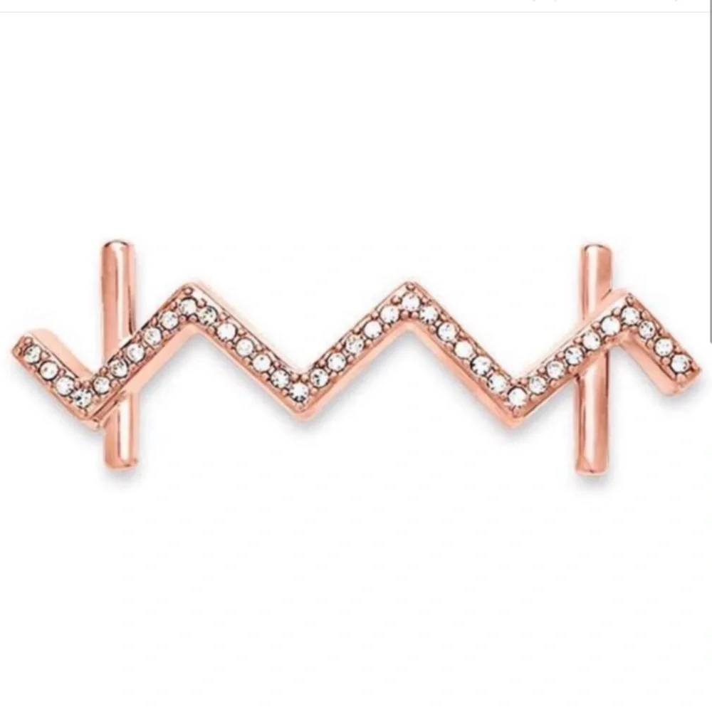 🩶5/$30 KEEP COLLECTIVE Pavé Zigzag Bracelet Charm Arrow Crystal Rose Gold NEW